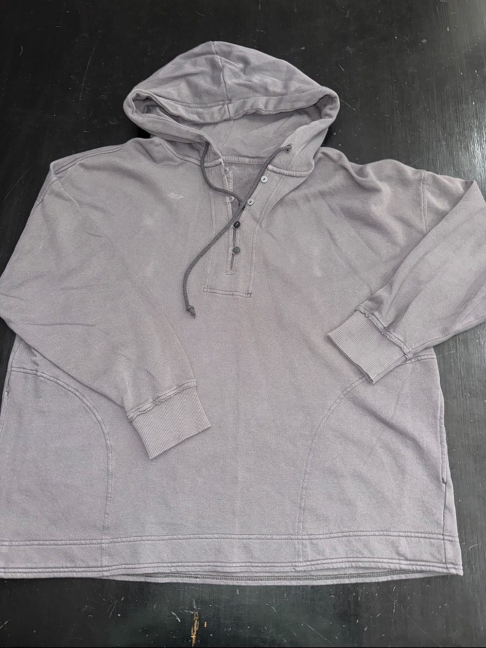 aerie dark gray henley style hoodie/sweatshirt. light weight. size large.